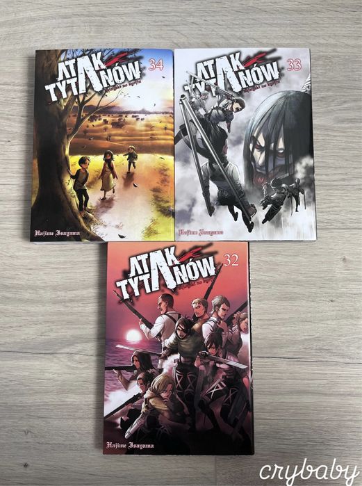 manga atak tytanów, tomy 32-34.