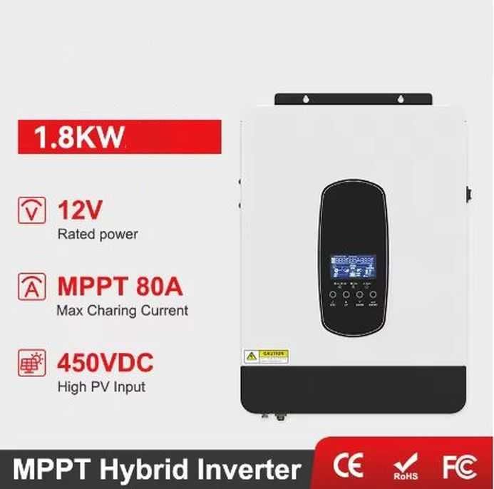 Гібридний інвертор 12v 1.8kW Номінальна потужність 1.8Кв чистий синус