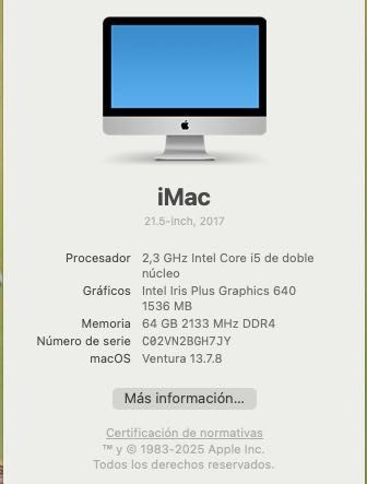 Apple iMac 2017 21.5" 64GB de RAM - 2TB de Disco SSD
