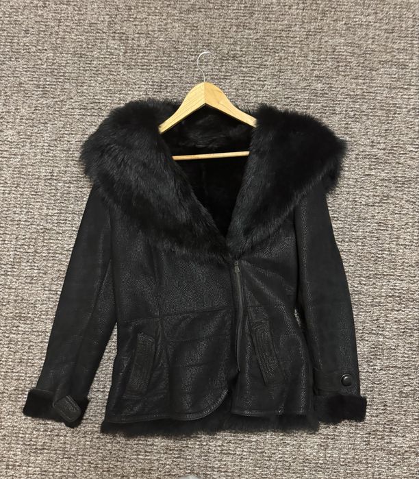 Натуральна  дублянка -овчина + хутряний комір на 44-46