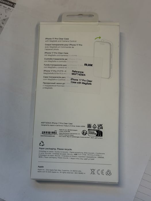 Capa Apple iphone 17 pro original factura de compra