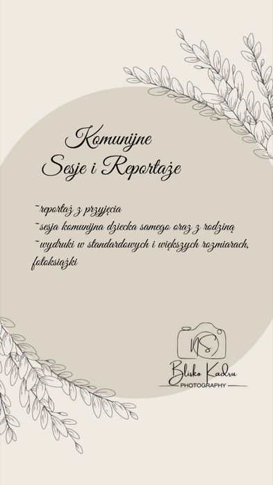 Sesje i reportaże komunijne, fotografia rodzinna, okolicznościowa