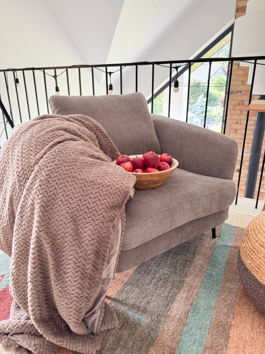 Fotel KJAER Szenil Beżowoszary BELIANI NOWY BRĄZ