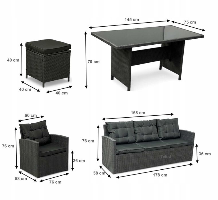 Zestaw Mebli Ogrodowych Wypoczynek Ogrodowy Tarasowy Technorattanowy