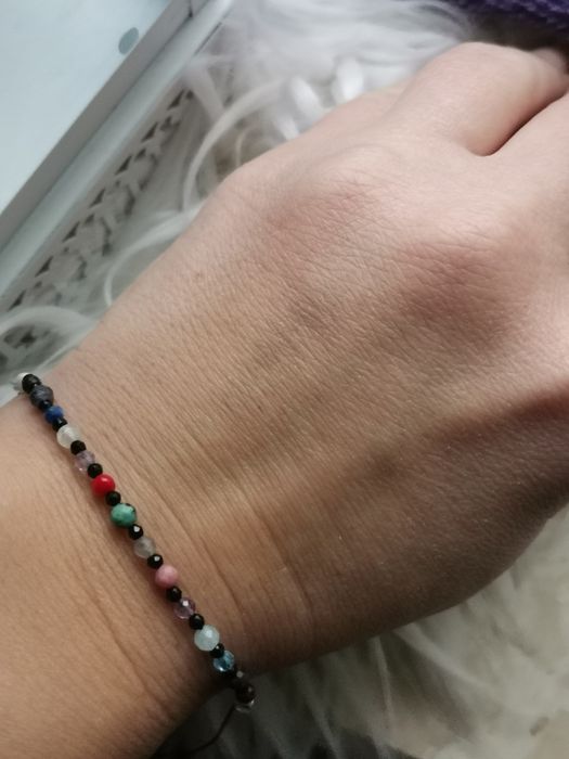 Bransoletka nić jedwabna znak zodiaku Wodnik perły szafir topaz srebro