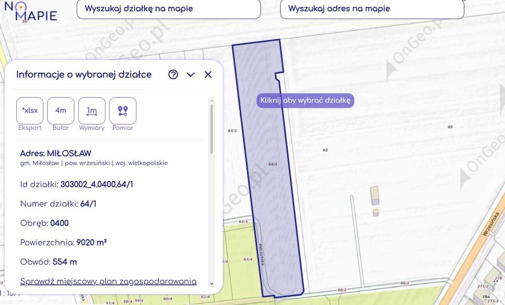 Dobrze położona DZIAŁKA INWESTYCYJNA w Miłosławiu z MPZP