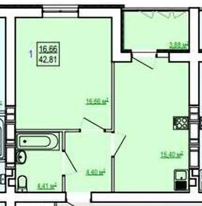 Квартира  ЖК Сказка-Лучшая 1-комнатная 42м2 с кухней 12м2 ВАРИАНТЫ