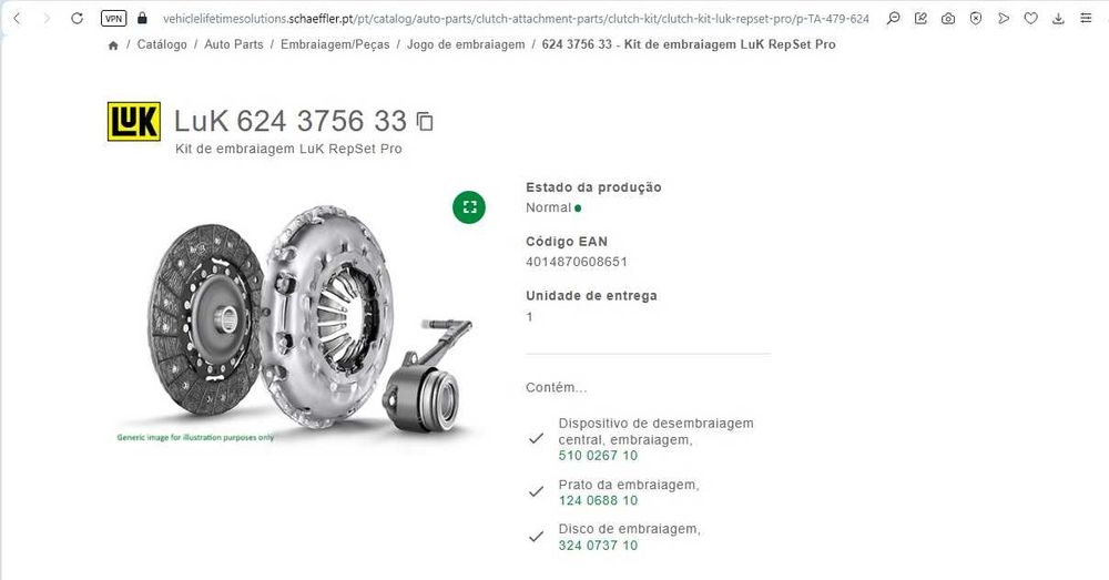 Kit embreagem Mercedes luk 624.375.633