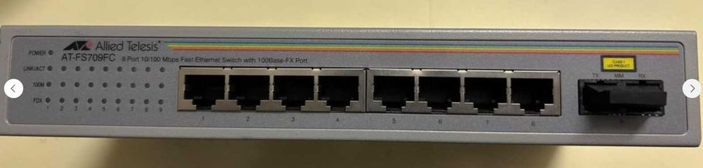 Fast Ethernet switch +1 100FX AT-FS709FC 10/100TX x 8 ports unmanaged