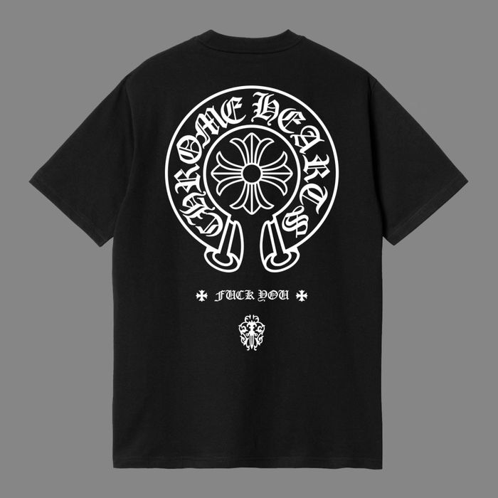 Мужская футболка Chrome Hearts Logo черная белая унисекс Хром