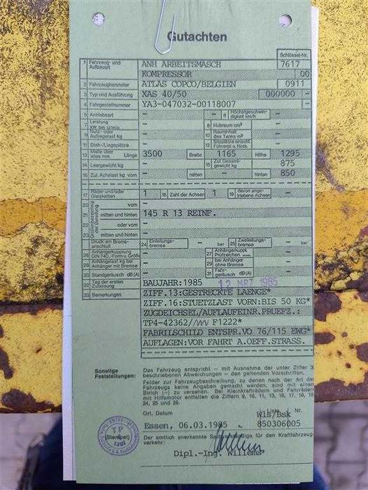 Sprężarka śrubowa,kompresor spalinowy Atlas Copco XAS40,2,6m3/min.,s016124