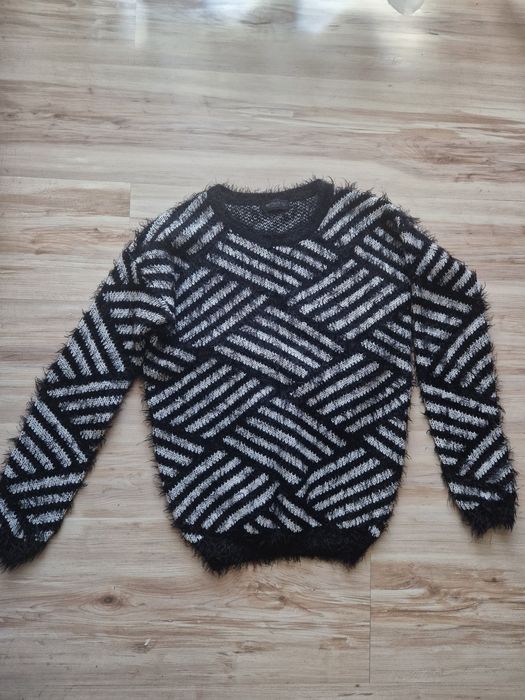 Biało-czarny igiełkowy sweter rozm. XS C&A Clockhouse