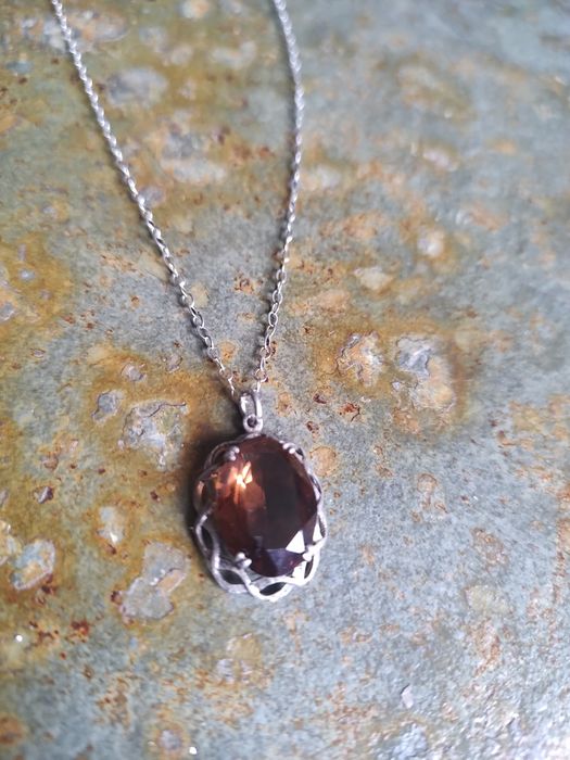 Серебряный винтажный кулон на цепочке