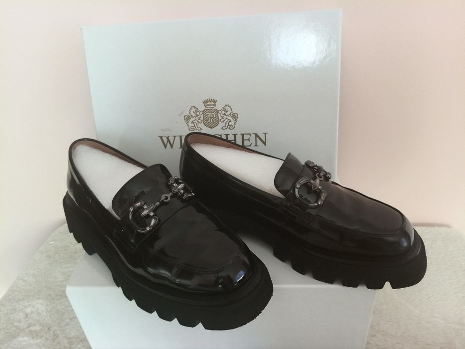 Wittchen Damskie mokasyny ze skóry lakierowanej  na platformie