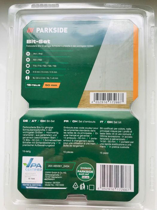 Набор бит Parkside 15 предметов IAN 373115_2104 - PBS 3 B3