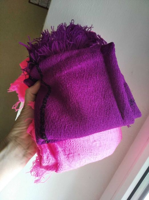 Платок классический красивый фиолетовый лиловый с бахромой