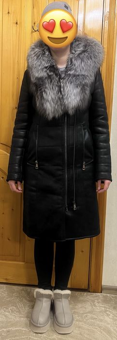 Натуральна дублянка з коміром з песця