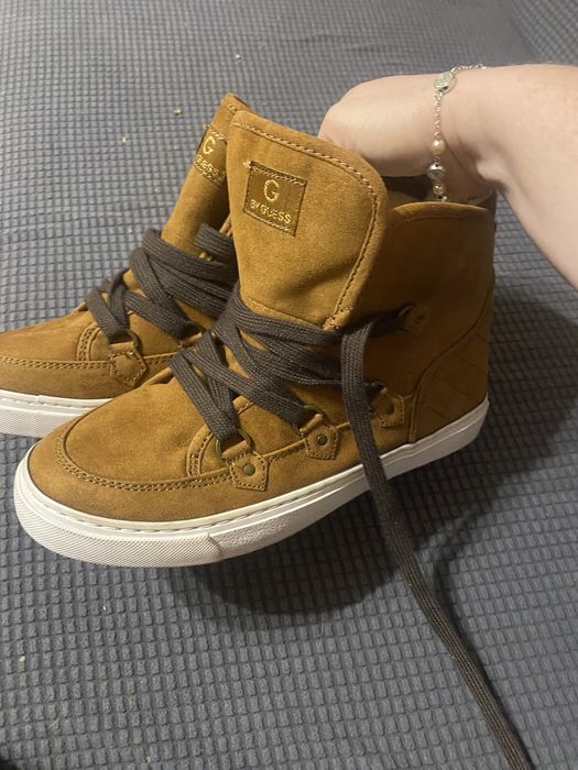 Buty jesienne guess, zimowe z futerkiem 37 23,5 wkładka