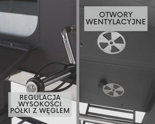 duży grill węglowy. pokrywa z termometrem gw0106
