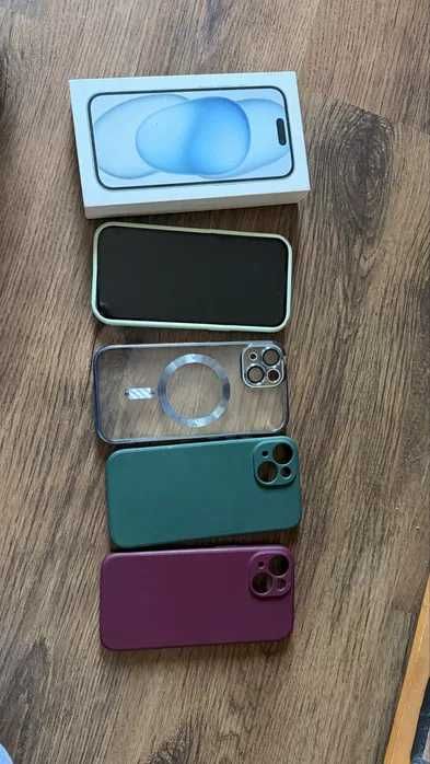 iPhone 15 512GB Blue/White | Wersja eSIM | Stan Bdb | Box + 4 Etui gratis