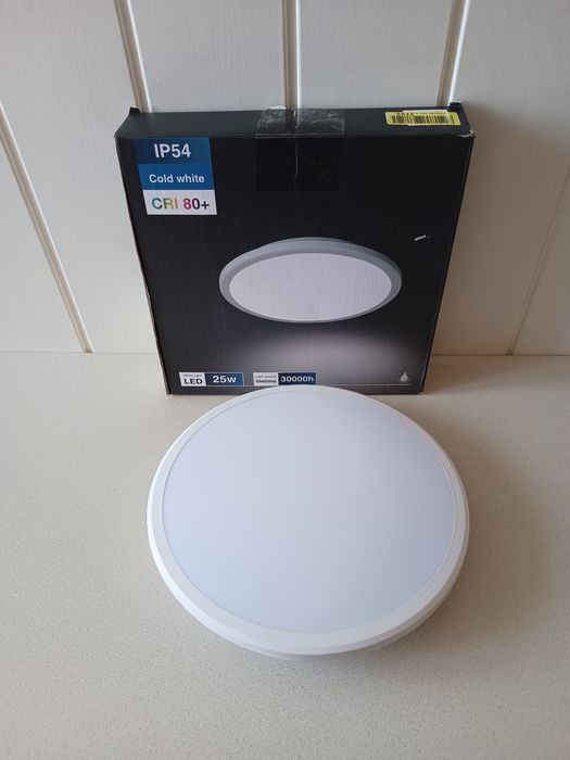 Lampa sufitowa okrągła, białe zimne światło
