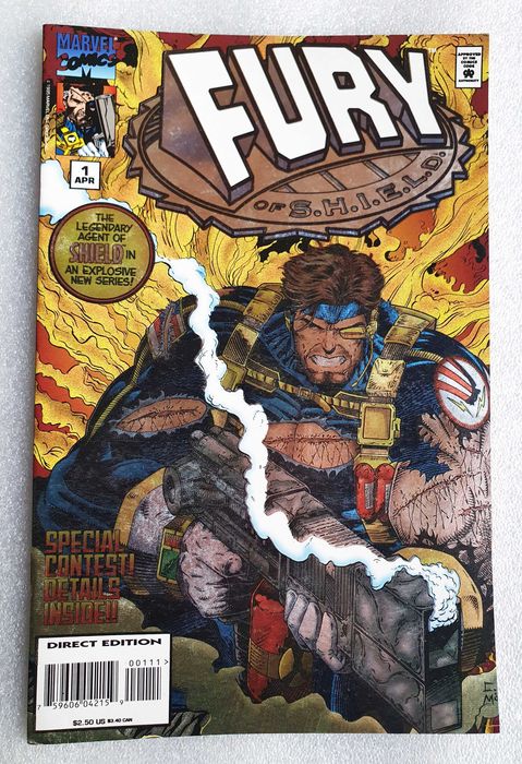 Livro BD ~ "FURY of S.H.I.E.L.D" ~ nº1 ~ Marvel Comics ~ Capa Metalizada ~ 1995 (Inglês)