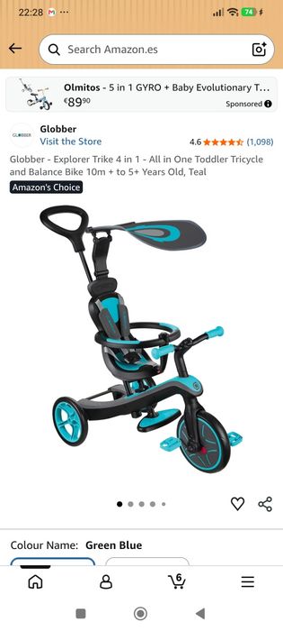 Globber - Explorer Trike 4 in 1 - All in One Toddler Tricycle and Balance Bike 10m + to 5+ Years Old, Teal