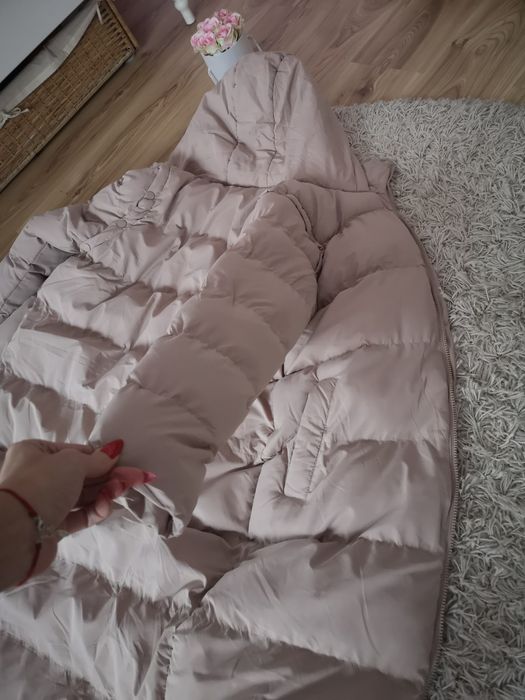 Płaszcz długi zimowy 2w1 ocieplany puchowy kurtka Długa ciepła na zimę