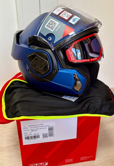 Capacete NOVO Modular 180° LS2 Advant Blue Matt (27% DESCONTO) Tam S