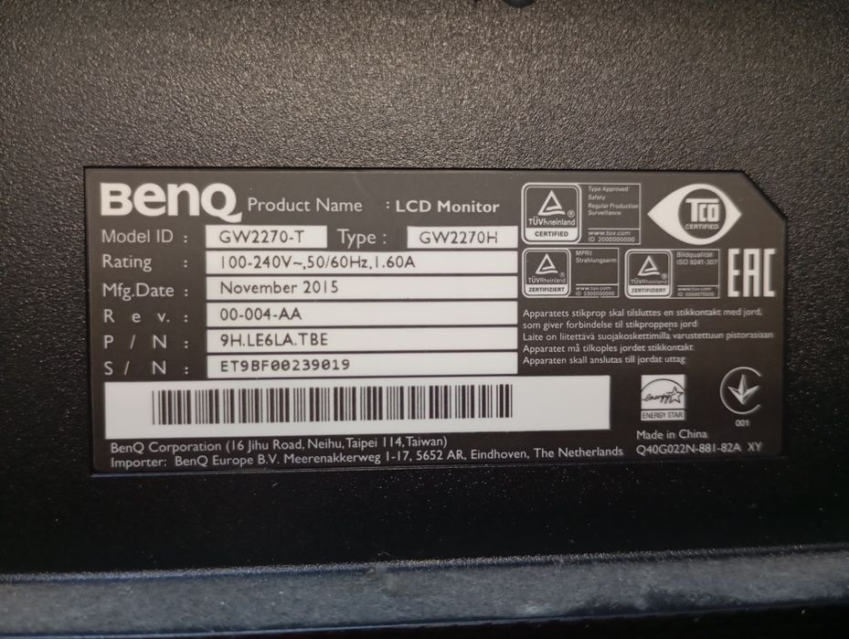 Monitor BenQ 22 Polegadas Danificado