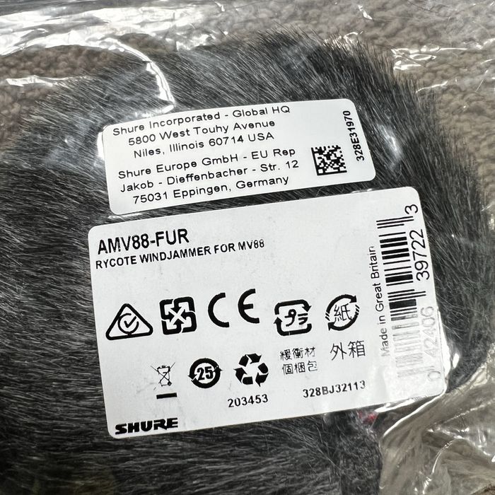 Osłona przeciwwiatrowa do mikrofonu Shure AMV88-FUR Black Gray