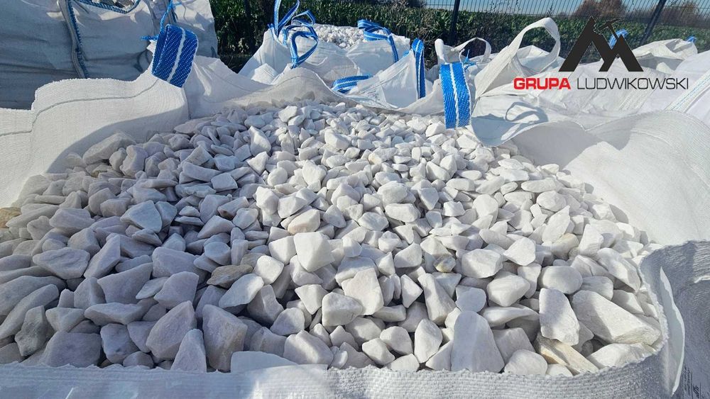 Otoczak Thassos biały marmur White Carrara śnieżnobiały ogrodowy