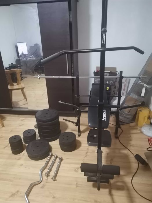 Zestawy do ćwiczeń 2x  gryf+ 2  hantle+laweczka+ obciazenie 185kg