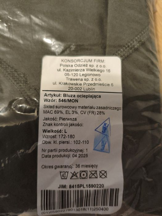 Bluza ocieplająca wz. 546/MON r. L