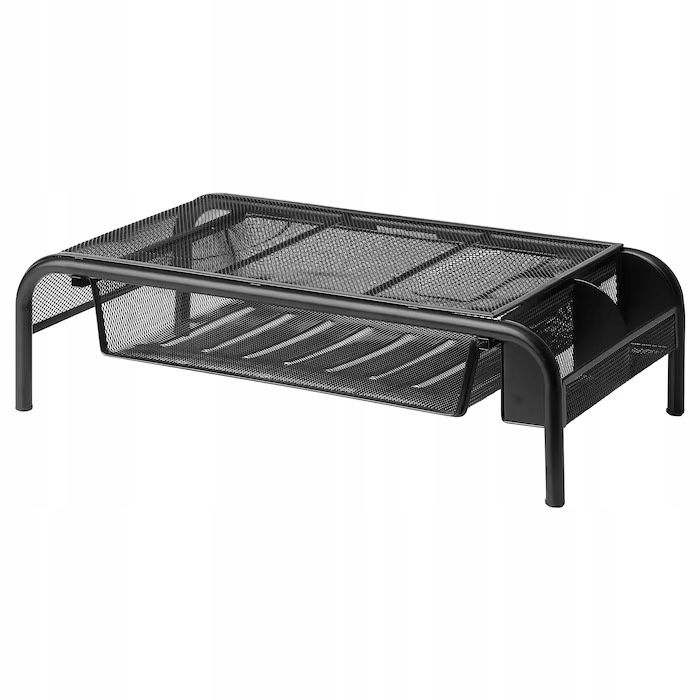 Podstawka pod monitor z szufladą IKEA BRYTET czarna | Organizer na biurko