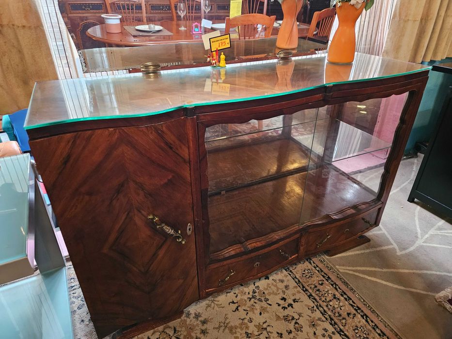 Aparador / Cristaleira antigo, estilo arte Deco - Bom estado geral