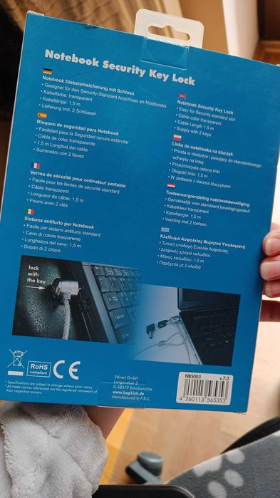 Linka zabezpieczająca do laptopa LogiLink Notebook security key lock