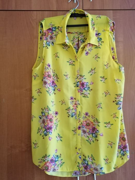 Żółta koszula w kwiaty  tunika XL