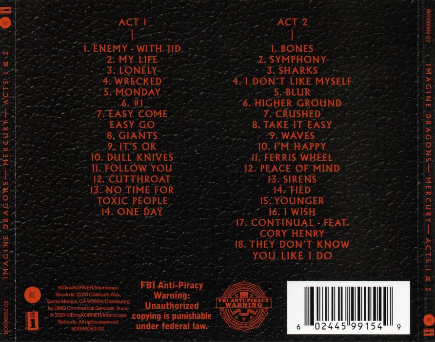 Imagine Dragons Mercury Acts 1 & 2 Target Edition (2CDs 2022) US