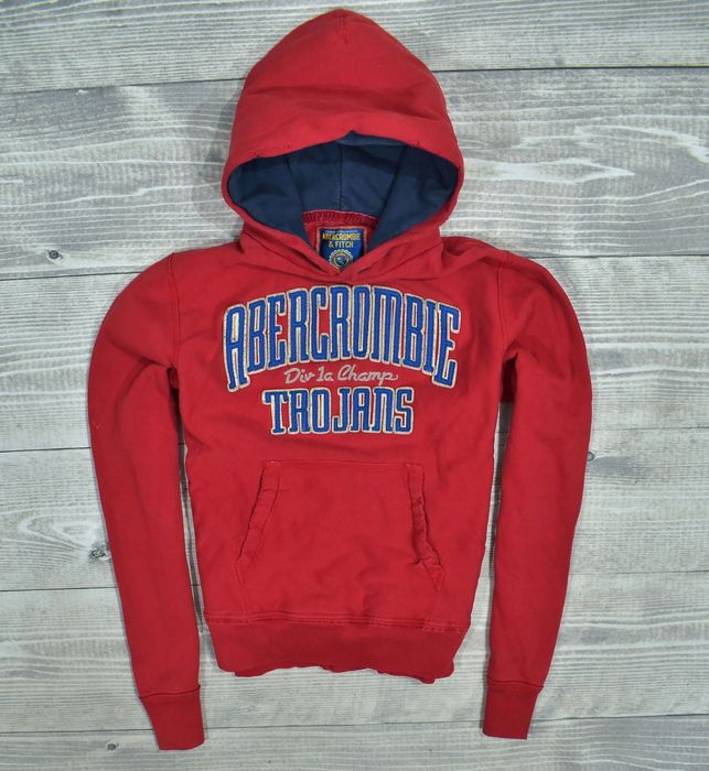 Abercrombie Fitch Czerwona Bluza Z Kapturem L