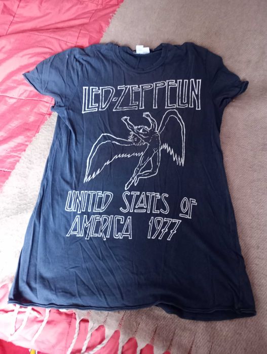 Koszulka T-shirt Led Zeppelin (Vintage Style) – Rozmiar M (Stylowy, dłuższy krój)