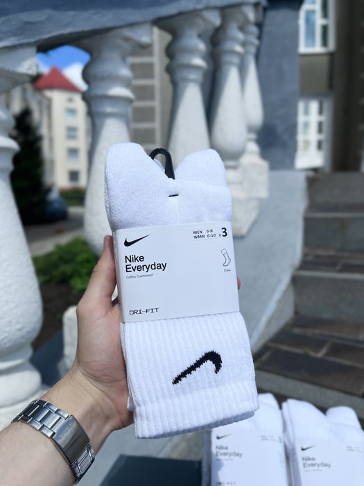 Носки Nike Everyday високі Cotton Cushioned білі 38-42, 42-46