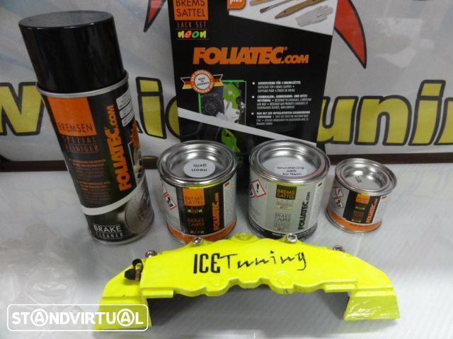 Tinta alta temperatura Foliatec de cor Amarelo Neon Brilhante para bombas / pinças travão, kit 3 c