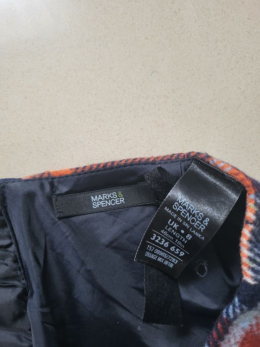 Spódnica wełniana w kratę Marks&Spencer 36 8