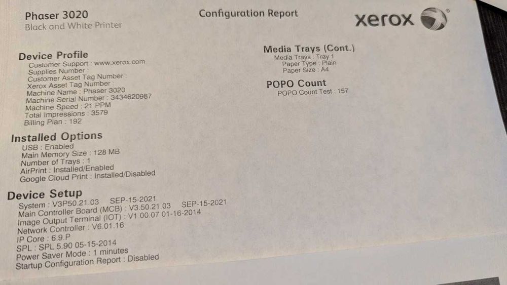 Принтер Xerox Phaser 3020BI Wi-Fi