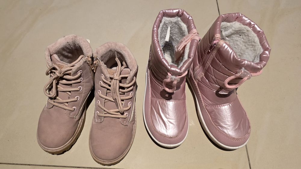Buty zimowe dziewczęce rozmiar 31 traperki, śniegowce laczki