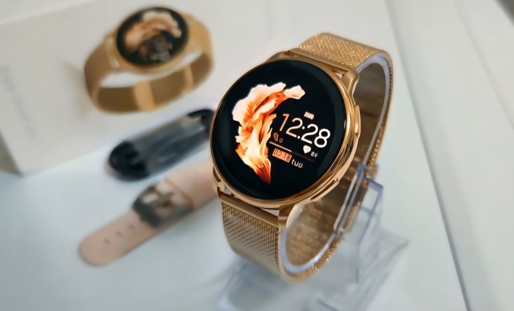 Smartwatch damski złoty bransoleta pasek funkcję medyczne