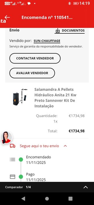 Salamandra a Pellets Hidráulico Sannover Anita | 21 kW | Preto