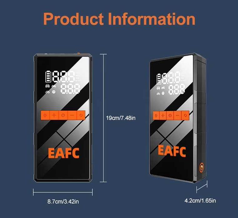 Urządzenie Rozruchowe Jump Starter Booster Z Kompresorem