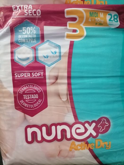Памперсы Nunex Active Dry 3 (28 шт.) в наличии 2 пачки (Португалия)